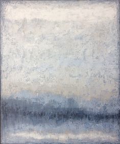 an abstract painting with grey and white colors