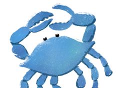 a drawing of a blue crab on a white background