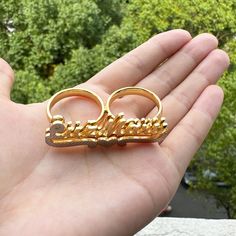 Material: Copper. Color: Gold. Size: 5.0, 5.5, 6.0, 6.5, 7.0, 7.5, 8.0, 8.5, 9.0, 9.5, 10. Process: 14K Gold plated. Recipient: Women,Men,Mom,Family,Friend,Children. Ring Type: Two Finger Ring. Brand: Silviax Jewelry. Item: 2024RI0258 Two Finger Ring, Double Finger Ring, Name Ring, Name Rings, Family Friend, Family Mom, Finger Ring, Ring Finger, Copper Color