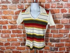 Vintage 60s 70s Striped Terry Cloth Polo Shirt Fits M/S Mod Grunge Emo Hippie Boho Surf - Etsy Emo Hippie, Boho Surf, Old Logo, Vintage 60s, Terry Cloth, True Vintage, Snapback Hats, Vintage Clothing