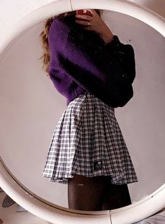 Pink Purple Outfit Aesthetic, Purple Vintage Outfit, Purple Outfit Board, Dark Academia Outfit Purple, Purple Academia Aesthetic Outfit, Purple Skirt Aesthetic, Purple Dark Academia Outfit, Purple Skirt Outfit Aesthetic, Purple Academia Outfit