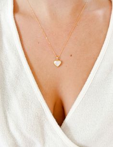 "Jewelry gifts for her, Heart Necklace, Pearl Necklace, Gold Heart Necklace, Gift Heart Necklace, Dainty Gold Necklace, minimalist ♥Show your love with this simply beautiful mother of Pearl and gold heart necklace...so sweet and dainty.   ♥Delicate 14k gold filled whisper chain with a dainty mother of Pearl heart pendant ♥Gold heart measures 1/2\" wide x 1/2\" long ♥LENGTH - Please choose your desired chain length, up to 20\" long, from the drop down menu when checking out.  Please message me if Pearl Heart Necklace, Dainty Heart Necklace, Pearl Necklace Gold, Double Heart Necklace, Pearl Heart, Heart Pendant Gold, Dainty Gold Necklace, Gold Pearl Necklace, Necklace Heart