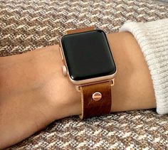 Rose Gold & Brown Leather Apple Watch Band 38mm 40mm 42mm 44mm | Etsy Leather Watch Cuff, Apple Watch Bands Women, Rose Gold Apple Watch, Apple Watch Bracelets, Leather Apple Watch Band, Apple Watch Sizes, Apple Watch 1, Gold Apple Watch, Rose Gold Brown