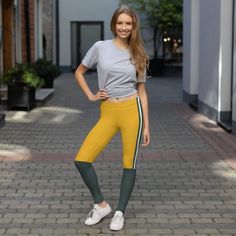 Show your team spirit in these cute Green and Yellow print leggings. Super soft, stretchy, and comfortable yoga leggings. Football Leggings, Womens Leggings, Printed Leggings, GameDay Leggings, Football Lover, One Of A Kind Leggings,  Expand your collection!  Checkout our other unique creations at:  https://www.etsy.com/shop/Customstickersmore CARE INSTRUCTIONS Machine wash: cold (max 30C or 90F) Do not dry clean Do not iron Do not bleach     - Fabric: 86% polyester, 14% spandex - Imported fabric that's printed, cut, and sewn in California - Four-way stretch, which means fabric stretches and recovers both on the cross and lengthwise grains - Made of a microfiber yarn, which is smooth and comfortable - Elastic waistband Yellow Leggings, Casual Leggings, Minimalist Women, Green Leggings, Elegante Casual, Spandex Leggings, Womens Leggings, Leggings Casual, Running Tights