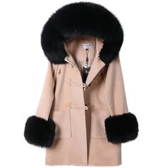 Real Natural Raccoon Fur Collar Wool Blends Female Coat Winter Woolen Coat  -  GeraldBlack.com Hooded Beige Fur Coat For Fall, Beige Hooded Parka For Winter, Elegant Hooded Fur Coat For Fall, Hooded Pea Coat For Winter, Hooded Beige Parka For Cold Weather, Hooded Beige Parka For Winter, Brown Hooded Wool Coat For Winter, Elegant Hooded Outerwear With Faux Fur Lining, Hooded Mink Color Outerwear For Cold Weather