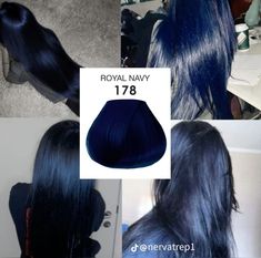 Любимый цвет волос😻😻 Blue Hair On Dark Hair, Midnight Blue Hair No Bleach, Super Dark Blue Hair, Dark Navy Hair Midnight Blue, Hair Inspo For Dark Hair, Very Dark Blue Hair, Blue Asian Hair, Dark Blue Skunk Stripe Hair, Blue Dyed Hair Black Women