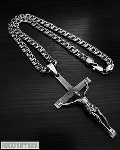 Material :Solid 925 Sterling Silver Cross size: 89x54 mm. Cross weight: 59 gr. Necklace Length: 60 cm (24 inches). Weight: 98 gr. Width: 8 mm Thickness : 4 mm Silver Crucifix Chain Jewelry, Crucifix Cross Necklace With Box Chain, Byzantine Necklace, Big Cross, Sterling Silver Cross, Silver Cross, Sterling Silver Chain, Necklace Length, Solid 925 Sterling Silver