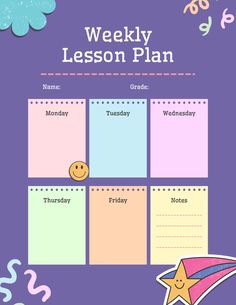 the weekly lesson plan for kids