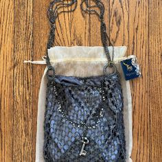 Nwt Swarovski Bead And Key Accents Multiple Layers Of Shoulder Chains, Adjustable Design (Detachable) One Small Pocket, Two Larger Sides, One Silky Matching Purse Hanger Included Dustbag Included Purse Hanger, Swarovski Beads, Shoulder Chain, Swarovski Crystal, Swarovski Crystals, Dust Bag, Black And Grey, Bag Lady, Purse