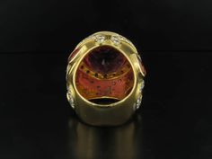 For Sale on 1stdibs - California Tourmaline, Garnet and Diamond Ring; This ring was designed and made by well known designer Paula Crevoshay. It features an incredible, rare Garnet And Diamond Ring, Diamond Gold Ring, Diamond Gold, Gold Diamond Rings, Gold Ring, Tourmaline, Gold Diamond, Garnet, Diamond Ring