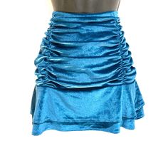 Wild Fable Velvet Skirt. Size : Xs. Color: Dark Tiffany. Long:14” Waist:13” Blue Ruched Mini Skirt, High Waist Blue Ruffled Skort, Chic Blue Ruched Skirt, Blue Stretch Gathered Skirt, Blue Mini Length Gathered Skirt, Blue Stretch Tiered Mini Skirt, Blue Mini Skort For Party, Fitted Blue Gathered Skirt Bottoms, Fitted Blue Bottoms With Gathered Skirt