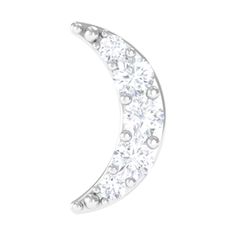 Rosec Jewels-Natural Diamond Moon Earring for Cartilage Piercing White Sterling Silver Round Piercings, Elegant Single Moon Cartilage Earring, Elegant Single Moon-shaped Cartilage Earring, White Single Cartilage Earring, Moon Earring, Conch Earring, Conch Piercing, Gold Flats, Cartilage Piercing