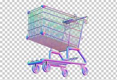 an empty shopping cart with wheels and handles on the side, transparent background png clipart