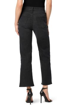 Flaunt retro-chic style in these ankle-grazing wide-leg jeans made from low-stretch denim in a versatile dark wash. 28" inseam, 23" leg opening; 11 1/2" front rise (size 27) Zip fly with button closure Five-pocket style 68 cotton, 26% polyester, 4% rayon, 2% elastane Machine wash, tumble dry Imported Washed Black Straight Leg Cropped Jeans For Fall, Trendy Washed Black Straight Bottoms, Black Straight Leg Cropped Jeans For Spring, Trendy Fall Cropped Jeans, Trendy Washed Black Flare Jeans With Five Pockets, Fall Cropped Jeans With Five Pockets, Washed Black Cropped Denim Jeans For Fall, Dark Wash Straight Cropped Jeans For Fall, Trendy Dark Wash Cropped Leg Flare Jeans