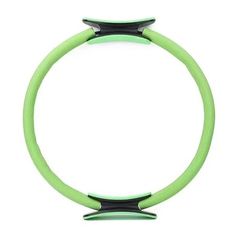 a green ring with black handles on a white background