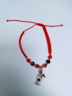 Pull string adjustable Red Spiritual Jewelry With Black Beads, Red Handmade Adjustable Rosary Bracelet, Santa Muerte Bracelet, Red Spiritual Rosary Bracelet, Red Santa Muerte, Adjustable Red Beaded Rosary, Photo Candles, Bracelet Crystal, New Girlfriend