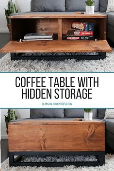 a coffee table with hidden storage underneath