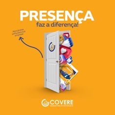 an open door with the words presenta faz a diferenca on it