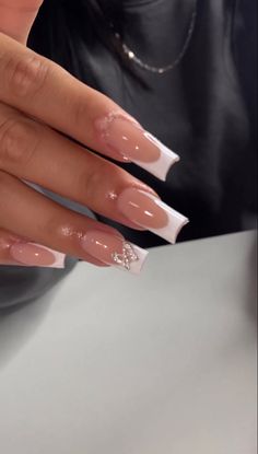 Anuel Aa Nails, Gel Nails Diy, Cute Nail Ideas, French Tip Acrylic Nails, French Acrylic Nails