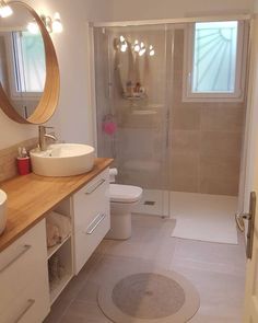 a bathroom with a sink, toilet and shower