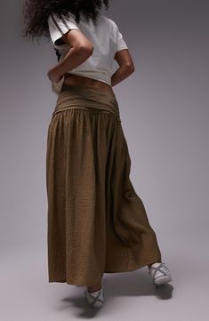 Add some boho charm to your look with this lightweight, cotton-rich maxi skirt featuring ruching at the waist that leads to a flowy silhouette. 36 1/2" center front length (size 8) Hidden side-zip closure Unlined 48% viscose, 31% cotton, 21% nylon Machine wash, line dry Imported Spring Maxi Skirt With Gathered Waist, Casual Maxi Skirt With Gathered Waist And Relaxed Fit, Vacation Bottoms With Gathered Waist And Flowy Skirt, Tiered Skirt With Gathered Waist For Vacation, Flowy Rayon Gathered Skirt Bottoms, Flowy Gathered Skirt Bottoms In Rayon, Summer Maxi Skirt With Wide Hem And Relaxed Fit, Flowy Rayon Gathered Skirt, Relaxed Wide Hem Maxi Skirt For Summer