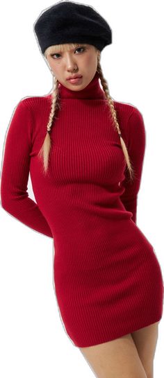 Winter Bodycon Tops, Solid Color Bodycon Party Top, Solid Bodycon Party Top, Solid Color Bodycon Top For Party, Solid Bodycon Top For Party, Red Fitted Bodycon Dress For Club, Flirty Mini Dress For Club In Winter, Flirty Winter Club Mini Dress, Ribbed Club Dresses