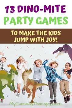 kids are playing with dinosaurs and dinosaurs in this party game for kids to make the kids jump with joy