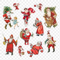 vintage santa claus christmas clip art, png, and psd images with transparent background