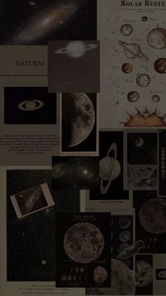 the solar system is shown with pictures and other things on it's wallpaper