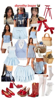 a collage of photos with different outfits and accessories on them, including high heeled shoes