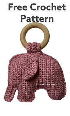 Crochet Elephant wooden teether baby gift idea to crochet Teether Pattern, Crochet Booties Pattern, Crochet Elephant Pattern, Crochet Flats, Quick Crochet Projects, Newborn Crochet Patterns, Crochet Baby Gifts, Crochet Baby Booties Pattern, Crochet Baby Cardigan