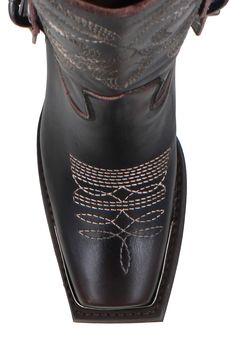 A snipped toe boasting a gleaming hardware plate refreshes the classically Western design of a water-resistant cowboy boot detailed with bold topstitching and buckled side straps. 3 1/2" heel; 1" platform 12 1/2" shaft; 11 1/2" calf circumference. Narrow calf Pull-on style Leather upper, lining and sole Made in Italy Luxury Western Snip Toe Moto Boots, Luxury Vintage Cowboy Boots With Snip Toe, Luxury Black Cowboy Boots With Reinforced Toe, Luxury Leather-lined Cowboy Boots For Rodeo, Luxury Brown Knee-high Cowboy Boots, Western Design, Cowboy Boots Women, Brown Leather Boots, Cowboy Boots