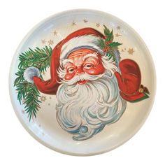 a plate with a santa clause painted on it