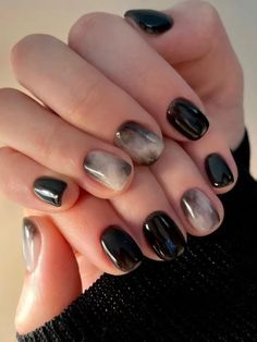 Funky Winter Nails, Korean Winter Nails, Cool Girl Nail, Glass Nails Designs, Ateez Nails, Best Winter Nail Colors, Korean Nail Designs, Glazed Nails, Winter Nail Colors