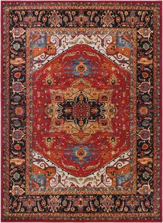 Surya Serapi SRP-1001 | Rug Studio Serapi Rug, Updated Traditional, Surya Rugs, Rug Direct, Red Area Rug, Pile Rug, Blue Ivory, Rug Store, Indoor Area Rugs