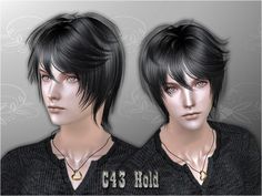 two male avatars with black hair and blue eyes are shown in this digital rendering