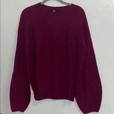 Uniqlo Lambs Wool Blend Crewneck Volume Sweater! Brand New With Tags! Size Small In Women Sweater Is A Nice Magenta Color :) Uniqlo Sweater, Magenta Color, Uniqlo Women, Women Sweater, Uniqlo, Colorful Sweaters, Color Purple, Wool Blend, Scoop Neck