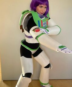 a woman dressed as buzz lightyear from toy story