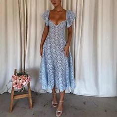 F00282442-102 Loose Party Dress, Sleeve Dress Casual, Top Wedding Dresses, Stil Elegant, Ruffle Sleeve Dress, Butterfly Sleeves, Daily Dress, Lace Ruffle, Designer Wedding Dresses