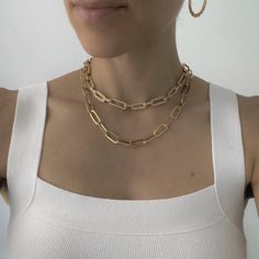 Everyday Layered Link Chain Necklace, Metal Link Layered Necklace With Chain Detail, Metal Link Chain Layered Necklace, Metal Link Layered Necklace, Metal Charm Necklace With Chunky Chain, Everyday Chain Link Charm Necklaces, Metal Chunky Chain Link Charm Necklace, Metal Cable Chain Necklaces, Gold Metal Chain Necklace With Paperclip Chain