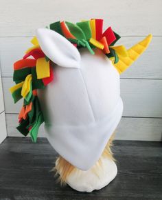 Jungle Unicorn Fleece Hat Weather Costumes, Unicorn Hat, Fleece Hat, Designs To Draw, Cold Weather, Sewing, Hats, Pattern