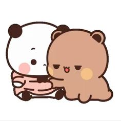 an image of a bear hugging a teddy bear