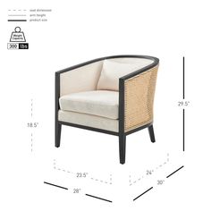 an image of a chair with measurements for it