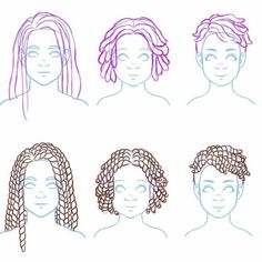 four different types of braids on the head and one with long, short hair