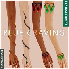 three different types of hands with the words blue craving on them, and an image