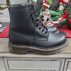 Brand New. Only Worn Once. Black Synthetic Work Boots With Round Toe, Black Synthetic Boots With Leather Footbed, Casual Black Boots With Reinforced Heel, Classic Synthetic Round Toe Boots, Black Casual Lace-up Boots With Closed Toe, Casual Black Boots With Leather Footbed, Black Synthetic Boots With Cushioned Footbed, Casual Black Combat Boots With Leather Footbed, Casual Black Combat Boots With Reinforced Heel