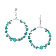 Our stabilized turquoise hoop earrings will add that extra effortless spark of color to a monochrome outfit or the ever popular all black look. These sublime hoop earrings are contemporary in design and perfect for women of all ages. With their wear anywhere appeal, you will find yourself reaching for our blue beaded earrings again and again. Radiant for a December birthday. Summer Blue Metal Hoop Earrings, Casual Hoop Jewelry Gift, Casual Hoop Jewelry For Gift, Nickel-free Summer Hoop Earrings, Casual Adjustable Small Hoop Earrings, Trendy Turquoise Hoop Earrings As Gift, Casual Summer Hoop Jewelry, Turquoise Hoop Earrings For Summer, Turquoise Summer Earrings