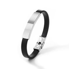 Crafted from high-quality genuine leather and stainless steel, the Metro Steel Bracelet combines simplicity with modern elegance. Featuring a sleek stainless steel bar and a genuine black leather band, this bracelet offers a minimalist yet sophisticated look. Measuring approximately 9mm in width and 8.0 inches in length, it ensures a comfortable fit with its secure clasp. Ideal for both everyday wear and special occasions, this bracelet adds a touch of refined style to any outfit. * ＤＥＴＡＩＬＳ - Ma Man Jewellery, Stainless Steel Bar, Refined Style, Unisex Bracelets, Steel Bar, Braided Bracelets, Modern Elegance, Steel Bracelet, Leather Band