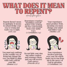 a poster with the words what does it mean to repent? and an image of a