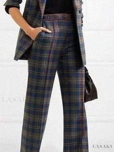 Lasaky - Stitched Plaid Designs on Comfortable Women's Pants Print Pants, Classic Chic, Plaid Design, Pocket Pants, Plaid Print, Printed Pants, Olivia Mark, Workout Pants, Women's Pants